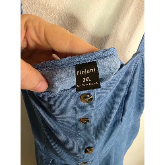 Blue corduroy jumper style dress by Finjani - Picture 4 of 5